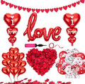 Valentine's Day Decorations Kit -I Love You Heart Foil Balloons Hearts Hanging Banner Garland,1000 PCS Red Rose Petals for Valentines Wedding Bridal Anniversary Engagement Proposal Romantic Decor