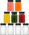Clear Mini Glass Bottles 60ml (2oz) - 9pcs Wide Mouth Reusable Containers with Lids for Juice, Ginger Shots - Leakproof, Dishwasher and Freezer Safe