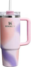 STANLEY Quencher H2.0 Flowstate Tumbler 0.88L - Cold for 9 Hours - Iced for 40 Hours - Metal Water Bottle with Straw, Handle and Lid - Dishwasher Safe - Travel Mug for Cold Drinks - Rose Petal Motion