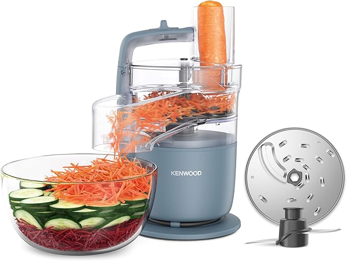 Kenwood, MultiPro Go FDP22.130GY, Food Processor, for Chopping, Slicing, Grating, Pureeing and Kneading Dough, with Express Serve, 1.3L Bowl, Knife blade, 4mm Slicing/Grating Disk, 650 Watts, Grey