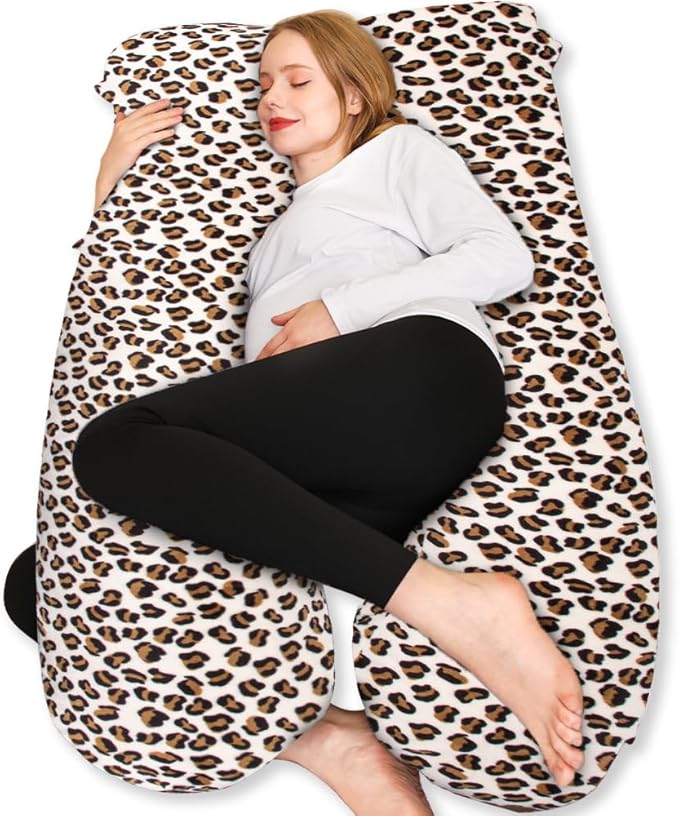 Chilling Home Pregnancy Pillow, 55 inches Maternity Pillow for Pregnant Women, U Shaped Full Body Pillow Pregnancy Pillows for Sleeping with Washable Cover(Leopard Print)