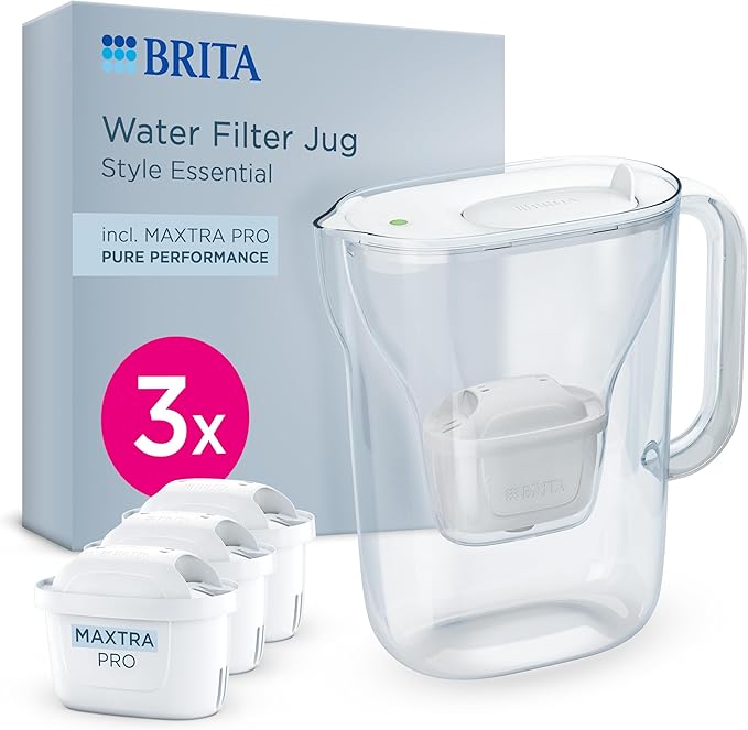 BRITA Style Essential Jug White (2.4l) x3 BRITA Maxtra Pro Pure Performance Cartridges