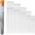 Stainless Steel Sharp Point 25 Pieces Sewing Needles, Large Eye, Hand Sewing, Knitting, Crochet, Leather, Handbags, Wallets, Belts, Jeans, 5 Sizes