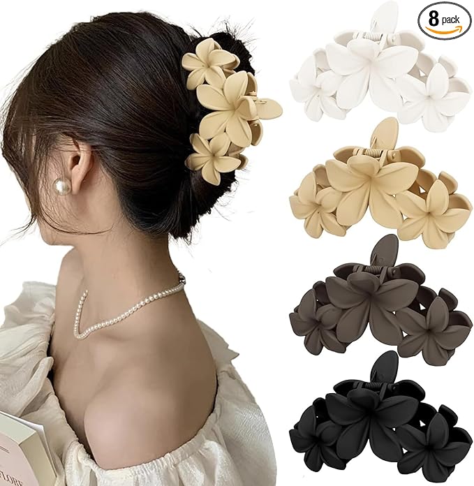 Large Flower Claw Hair Clips for Women Non-Slip Strong Hold Clips for Thick Hair, Hair Accessories (3EggColor1)