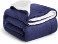 IR Imperial Rooms Sherpa Fleece Blanket Bed Throws Blankets For Sofas Soft Fluffy Thick Blanket Reversible Microfiber Throw (Navy, Twin/Double (150 x 200 Cm))