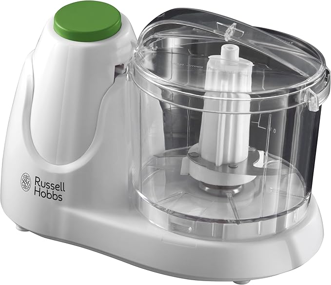 Russell Hobbs Food Collection Electric Mini Chopper, Dices & Purees Fruit & Vegetables - recipes included, 500ml, Removable dishwasher-safe bowl, lid & blade, Simple one-button operation, 75W, 22220