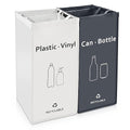 BOMEI PACK 2 Packs Recycling Bags White,Gray with handle Separate Sorting Organizer Woven waste Bins bag 28 Gallon Waterproof for Kitchen Home Office Heavy Duty Reusable Storage,Easy clean