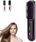 Go Brush Pro,Cordless Hair Straightener Brush,Portable Straightener Brushs for Hairs Styling,Rechargeable Heated Styling Brushes for Travel &Daily,Hair-Friendly & Long-Lasting Design (Black)
