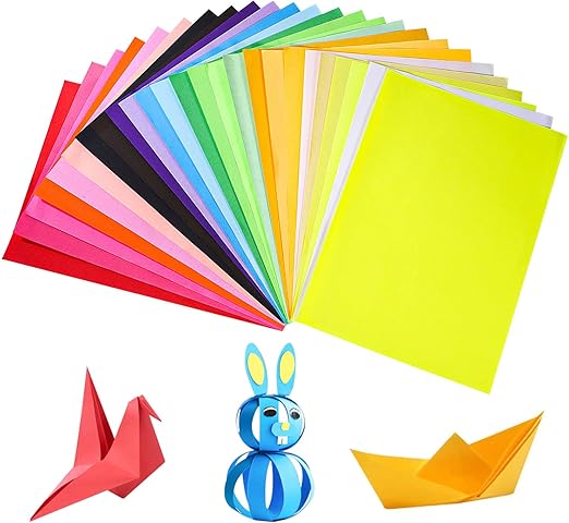 200 Sheets Coloured Paper, A4 Double-Sided Origami Paper Craft Paper Origami Kit Colorful Drawing Copy Papers for DIY School Arts Crafts Activities