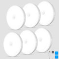 Jsdoin Motion Sensor Lights Indoor, Pack of 6 Wireless LED Rechargeable Magnetic Wall Sconces, USB Rechargeable, Staircase, Hallway, Kitchen, Under Cabinet Suction Cup Lights Warm and White