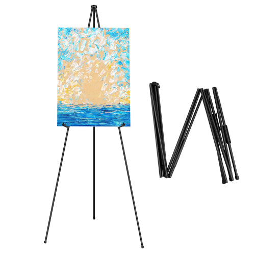 Easel Stand for Wedding - Foldable Portable 160cm High Display Easel Poster Stand - Easy to Fold Retractable Adjustable Black Easel Artists Easel