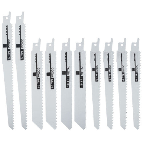 10Pcs Universal Reciprocating Saw Blades Set â€“ Carbon Steel, Fast Cutting, Fits All Saber/Sawzall Saws (Wood, Metal, PVC)