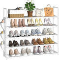 OYREL Shoe Rack 5 Tier 20-25 Pairs Shoes, Shoe Storage Organizer Large with Side Bag Space Saving for Closet, Entryway, Garage, Bedroom Non-Woven Shoe Rack Shelf White