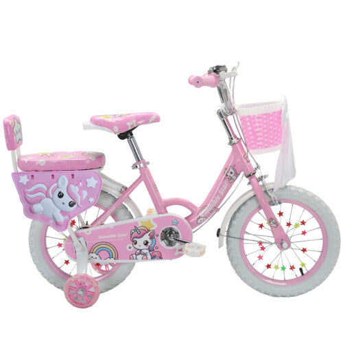 (12 inch, Pink) Kids Girls Bike Bicycle Pink Purple Unicorn