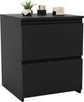 Vida Designs Denver 2 Drawer Large Bedside Cabinet Bedroom Storage Chest, Modern Nightstand End Table H48 x W39.5 x D 39.5 cm (Black)