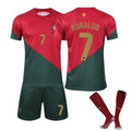 (RONALDO 7/red, Kids 26(140-150CM)) 22-23 Portugal Home and Away World Cup Soccer JerseyWith Socks