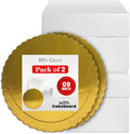 Cake Box 9 Inch Pack of 2 – Includes 2 White Cake Boxes with Removable Lids and 2 Golden Cake Boards – Strong Cardboard Cake Packaging for Cakes, Pies, Muffins, Donuts – Dust & Moisture Resistant