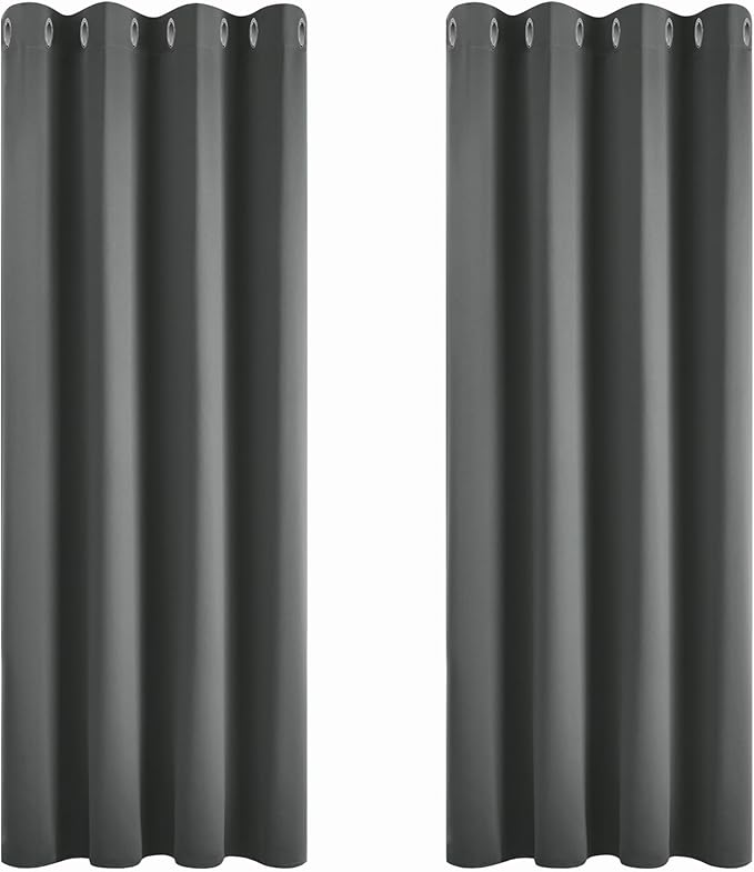 Deconovo Blackout Curtains Eyelet Super Soft Thermal Insulated Ring Top Blackout Curtains for Nursery 46 x 54 Drop Inch Dark Grey 2 Panels