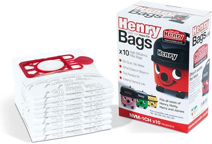 Numatic 604015 NVM-1CH Henry and James Cleaner Bags, Pack of 10, White