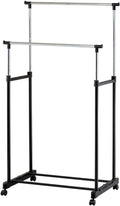 Heavy Duty Garment Rack Clothes Rack, Adjustable Clothing Rack Organizer, Single or Double Rail Hanging Rack with Optional Wheels & Shelves for Bedroom, Laundry, Closet & Retail Store (STYLE 7)