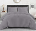 Lazzaro Satin Stripe King Size Duvet Cover Sets - Premium Hotel Quality Quilt Cover King Size Bedding Set 3 Pcs - Ultra Soft Hypoallergenic Kingsize Duvet Cover Sets With Zipper Closure