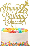 Personalised Happy Birthday Glitter Cake Topper Customised with Any Name & Any Age Party Cake Decoration for 1st 10th 13th 16th 18th 20th 21st 30th 40th 50th 60th 70th 80th (Gold)