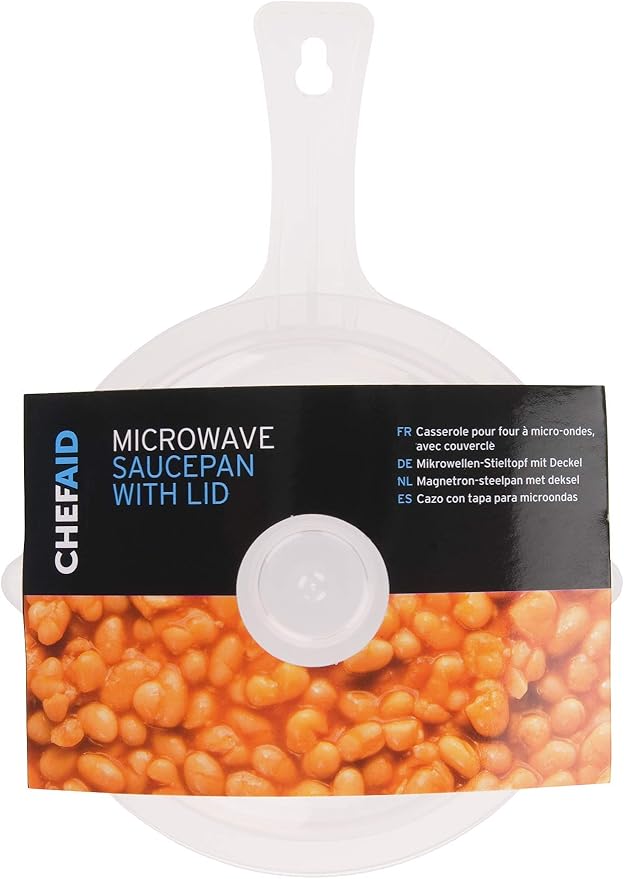 Chef Aid Microwave Saucepan with Lid, Measures 21.5 x 15.3 x 10.8 cm, White