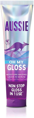 Aussie Oh My Gloss Moisture-Mazing Leave-In Treatment Lightweight Serum 160ml, Moisture & Shine Booster for Dull Hair. With Jojoba, Safflower & Australian Macadamia Nut Oils. Vegan & Cruelty-Free