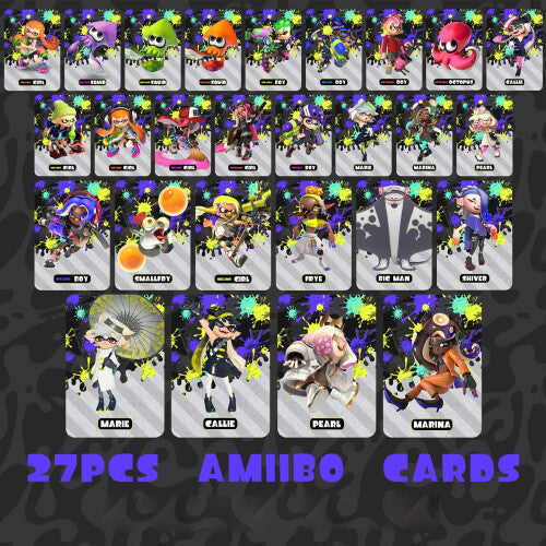 Newest 27Pcs Full Set Mini Amiibo Cards for Splatoon 1 2 3