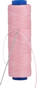 Waxed Thread, Strong Thread for Leather, Upholstery, Shoe, Bag, incl. Needle (Colour: Baby Pink)