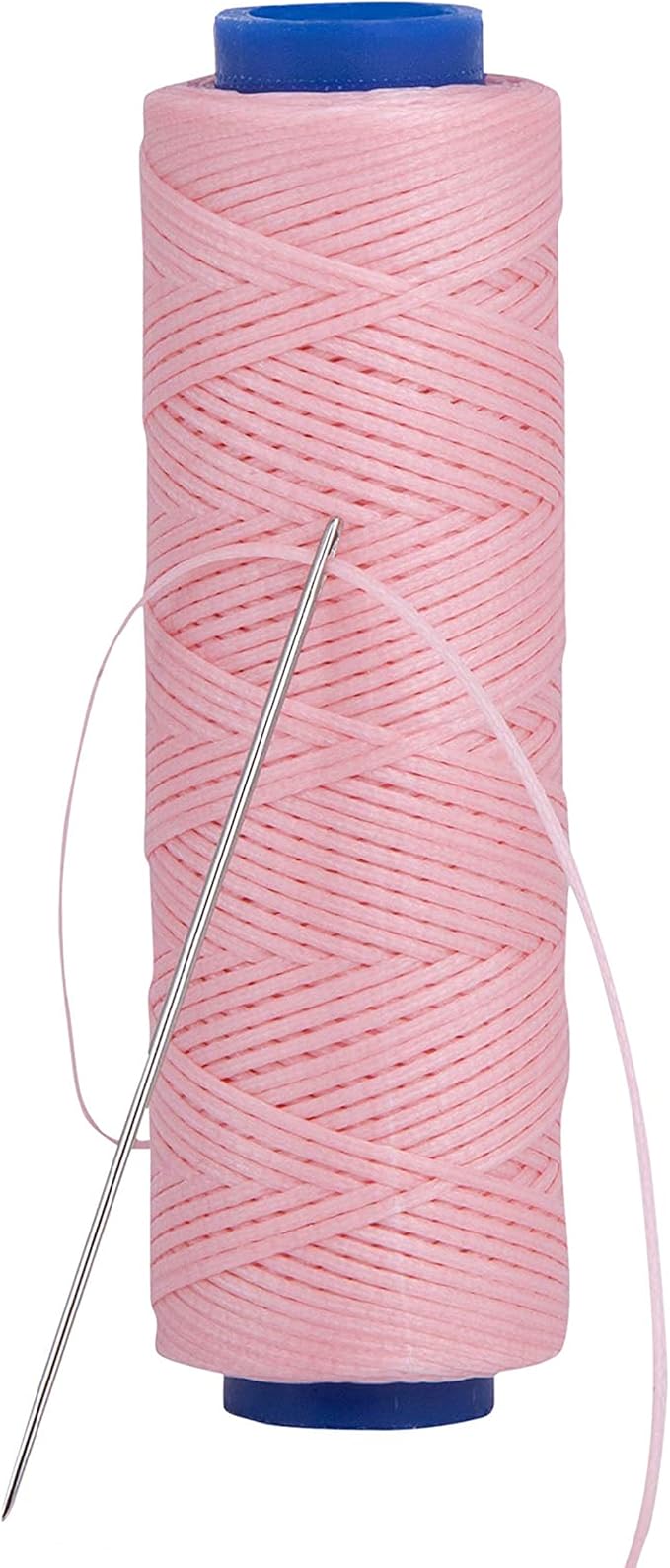 Waxed Thread, Strong Thread for Leather, Upholstery, Shoe, Bag, incl. Needle (Colour: Baby Pink)