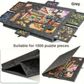 (Black) 6-in-1 Portable Puzzle Table with 6 Drawer Storage Compartments, Holds Up to 1000pcs Puzzles, Tiltable Kids' Puzzle Desk for Educational Fun