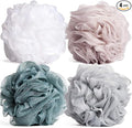 Zuvo Loofah Bath Sponge (Pack of 4) – Soft & Durable Shower Puffs for Deep Exfoliation – Unisex Body Scrubber, Eco-Friendly and Skin-Safe, Assorted Colours