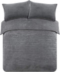 Brentfords Grey Teddy Fleece Single Duvet Set, Grey Single Bed Duvet Cover Set with Pillowcases Thermal Bedding Single Duvet Cover Ultra Soft Warm Fluffy