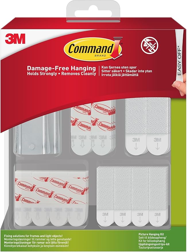 Command Picture Hanging Kit, Assorted Adhesive Strips and Hangers for Framed Pictures, Posters and Light Objects, Damage Free Hanging