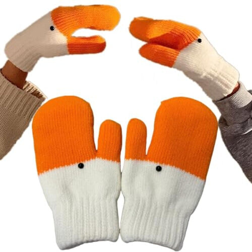 Winter Goose - Shaped Gloves, Funny Novelty Animal Mittens with Thermal Soft Lining, Cute Warm Gloves Gift for Girlfriend, Women