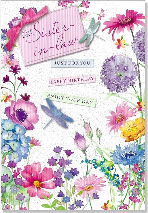 Sister-in-Law Birthday Card - Flowers - 7.5" x 5.25" 10002