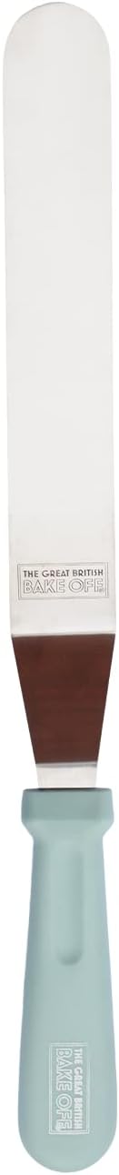 The Great British Bake Off Palette Knife for Baking & Decorating, Offset Spatula for Icing Cakes on Stands, Stainless Steel Body & Bakelite Handle, Official GBBO Branding, Duck Egg Blue, 25cm / 10"