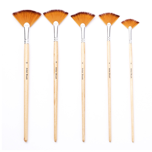 5 Pcs Fan Paint Brushes, Oil Acrylic Brush for Painting, Nylon Hair Wa