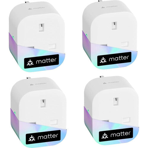 (Pack of 4) Meross Matter WiFi Smart Plug Power Socket Wireless Remote Control Amazon Alexa Google Home UK