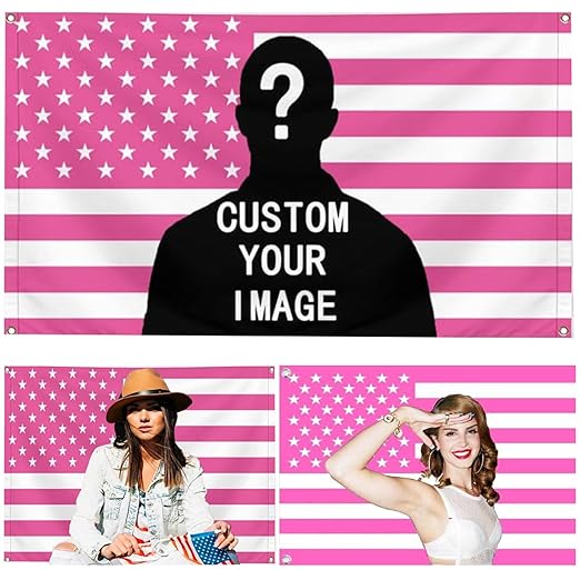 Customisable American Flag 3X5Ft, Personalised Design for Dorms, Bedrooms, Clubs, Concerts, Bars, Funny Poster Decor (Pink Flag)
