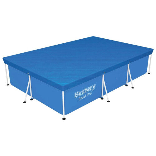 Bestway Flowclear Above Ground Pool Cover 304x205x66 cm - Blue PE with Drain Holes and Secure Ropes 3202547