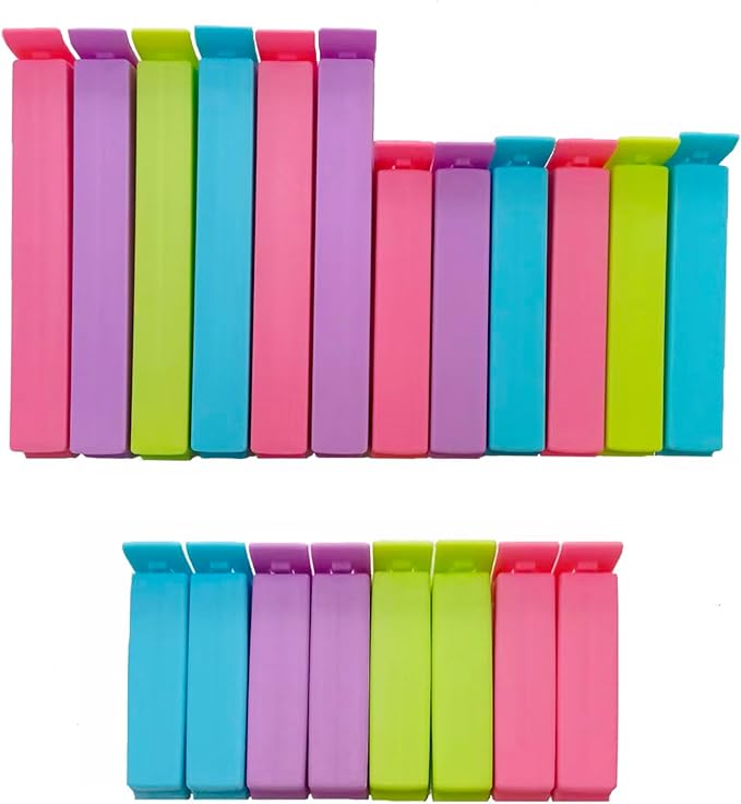 20 Pcs Food Clips, Reusable Food Bag Clips, Colorful Sealing Clips for Kitchen Air Tight Seal on Bread, Snack and Sandwich Bags