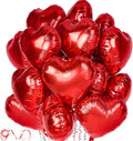 Red Heart Balloons, 24Pcs 18Inch Red Foil Heart Shaped Love Balloons, for Valentines, Birthday, Proposal, Wedding Party Decorations