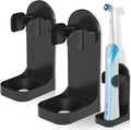 HOMMAND 2 Pack Electric Toothbrush Holder, Strong Adhesive Electric Toothbrush Holder Wall Mounted, Adjustable Electric Toothbrush Stand Toothbrush Organizer for Bathroom (Universal), Black, Schwarz