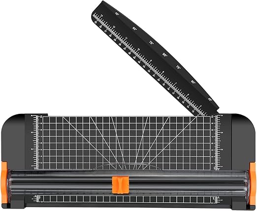 Paper Cutter, 12 Inch Guillotine Paper Trimmer a4 with Automatic Security Safeguard and Side Ruler for Coupon, Craft Paper and Photos (Black)