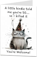 50th Birthday Card For Men And Women Funny Birdie Design Perfect For Husband Wife Brother Sister & Uncle