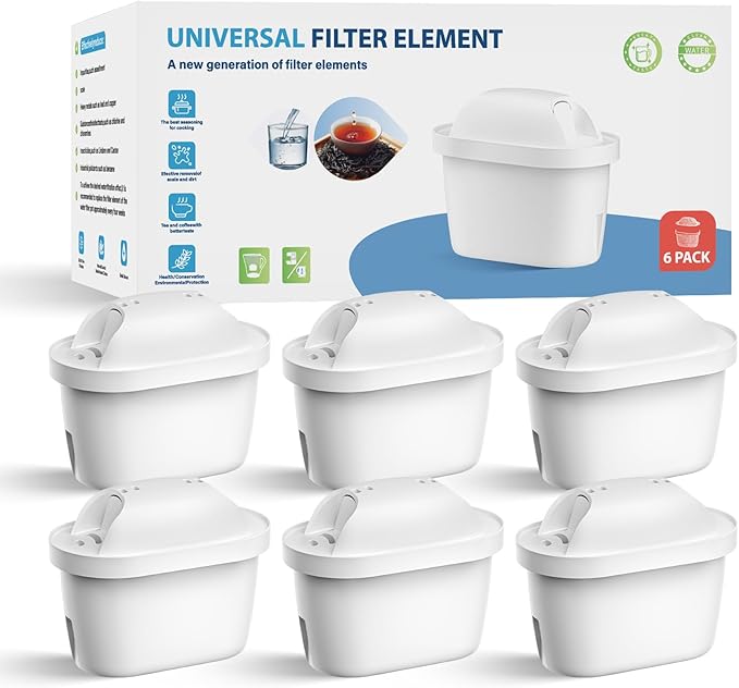 Water Filter Cartridges Compatible with Brita® Maxtra Pro® All-in-1 and Maxtra+® Plus,Replacement for Brita® Marella® Jug Kettle and Tank, Reduce PFAS, PFOA/PFO,6 Pack