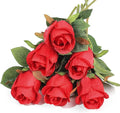 6 Pcs Artificial Roses, Single Stem Silk Faux Flowers, Realistic Red Bouquets for Wedding Floral Arrangements Home Party Centerpiece Decoration (6, Red Rose - 6)