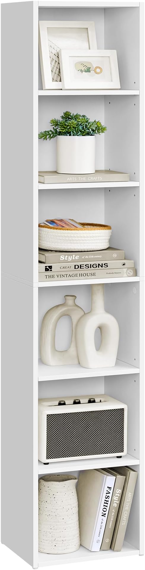 VASAGLE Bookcase, 6-Tier Bookshelf, Open Storage Shelf, Shelving Unit, 24 x 30.2 x 160.7 cm, for Living Room, Home Office, Dinning Room, Cloud White LBC411W01